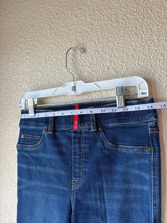 SPANX Dark Blue Flare Jeans Size Small - Picture 8 of 9